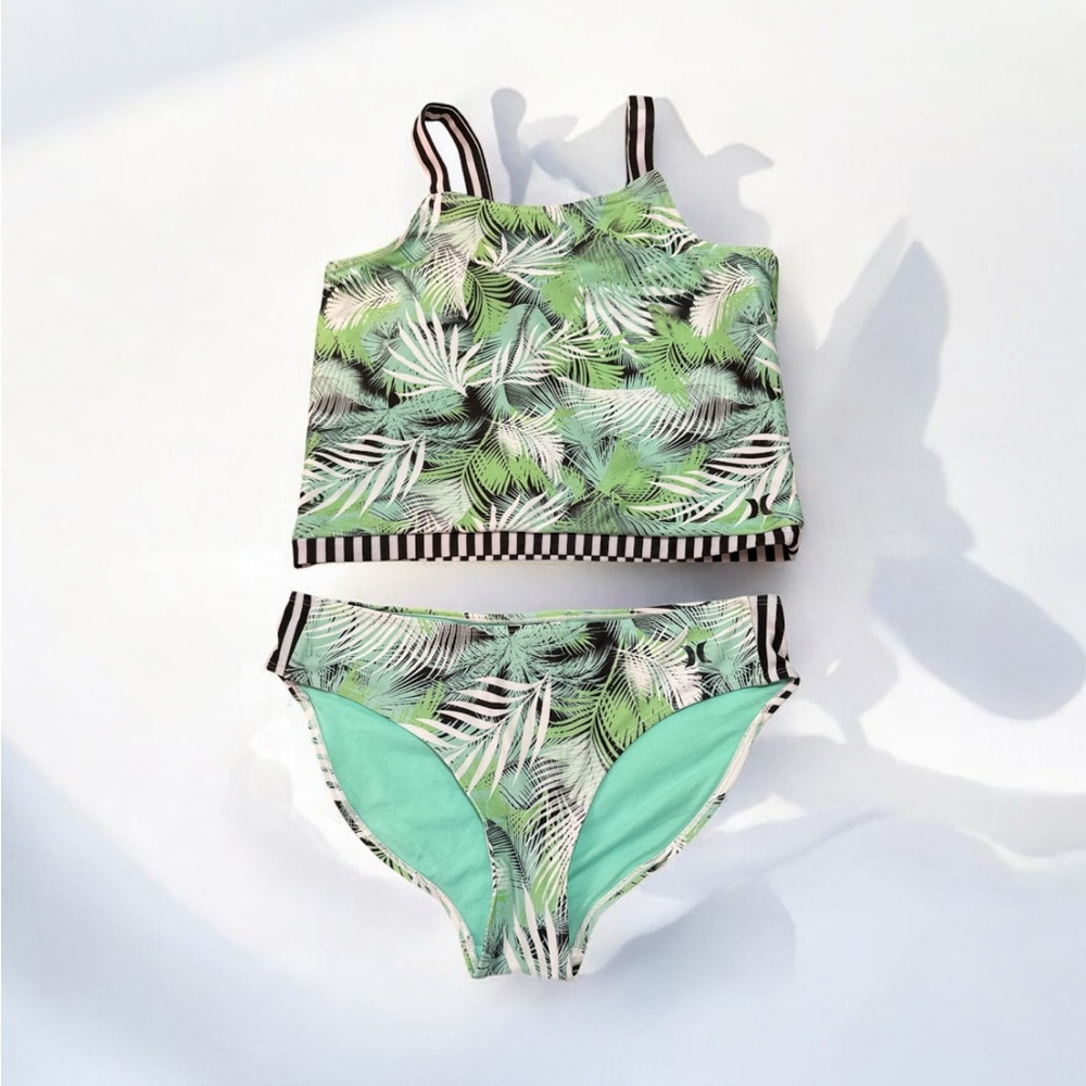 Hurley Palm Leaf Kids Bikini Set - Green and Black